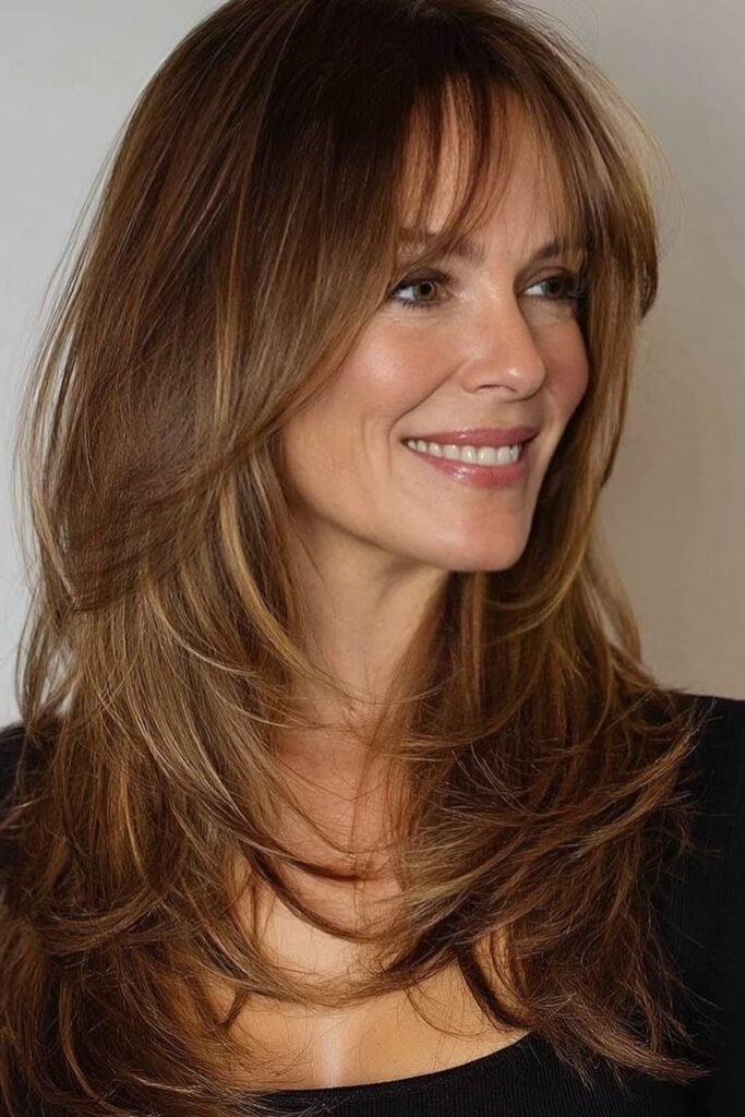 Long Layered Hair with Face-Framing Highlights (Alternate)