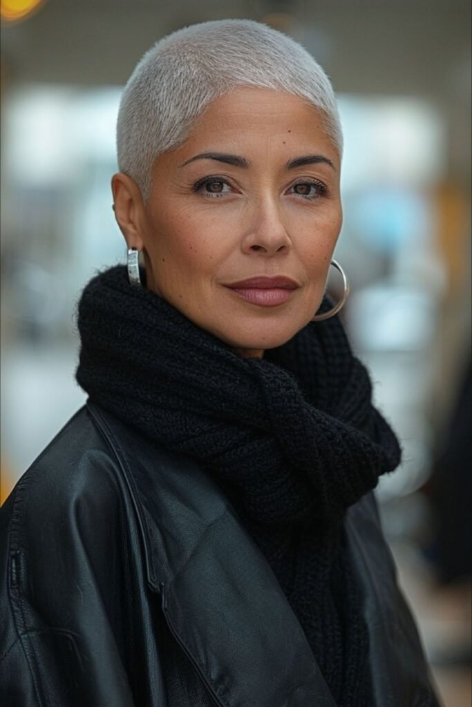 Minimalist Silver Buzz Cut