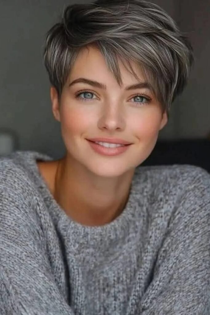 46. Modern Pixie with Subtle Grey Highlights
