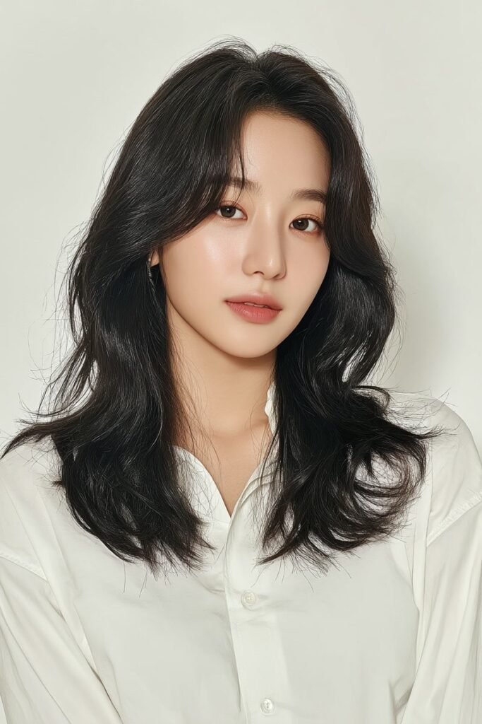 Natural Dark Layered Cut with Face-Framing Strands