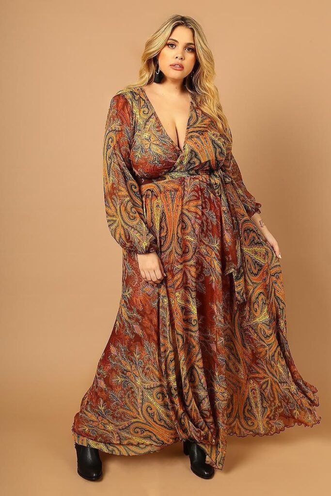 Paisley Print Maxi Dress + Black Ankle Boots