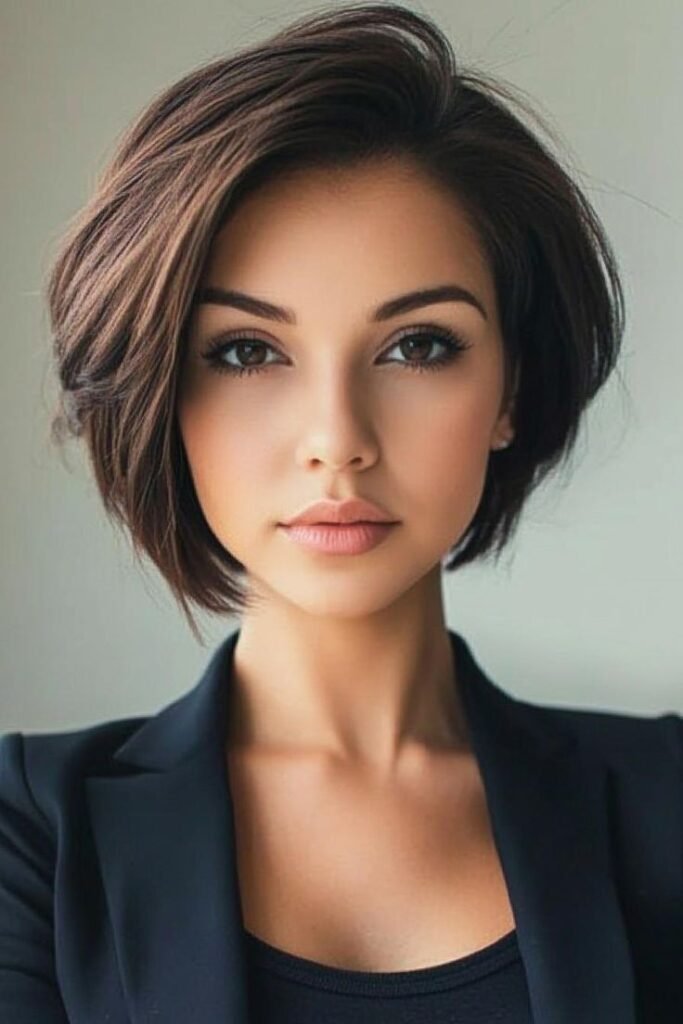 Polished Deep Brown Bob with Soft Volume
