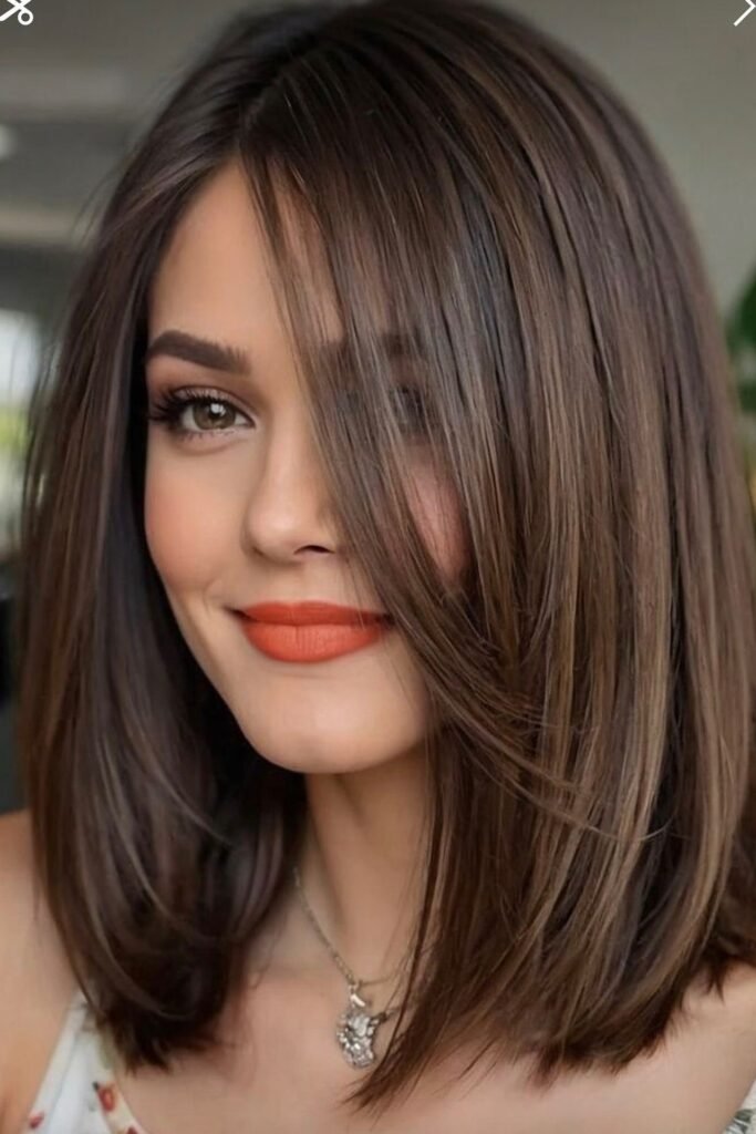 Polished Lob with Face-Framing Highlights
