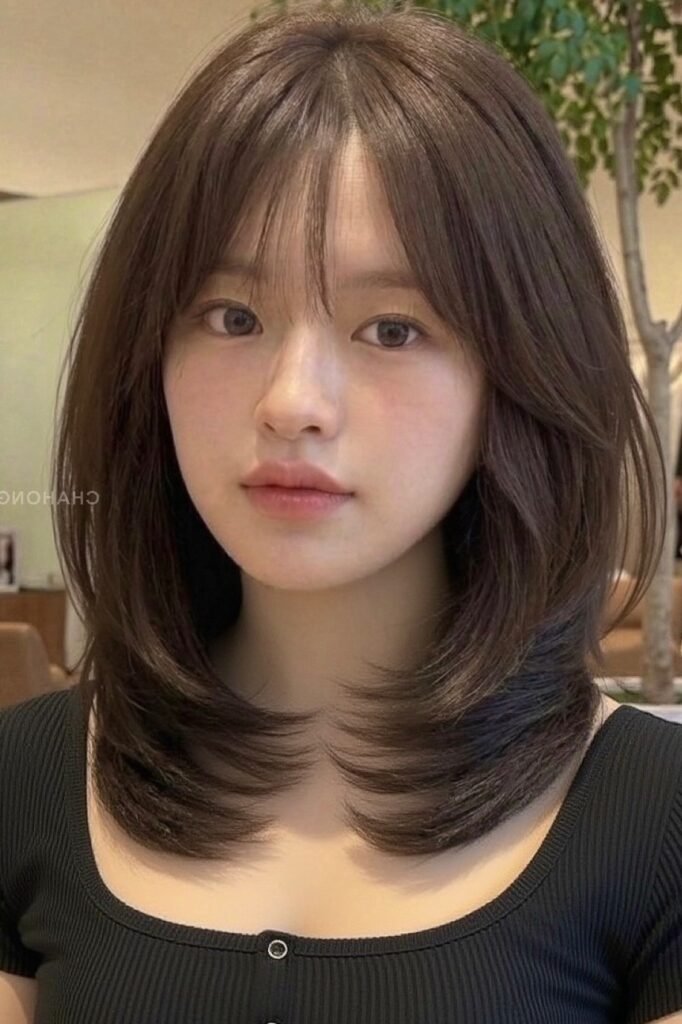 Rounded Layered Cut with Wispy Bangs