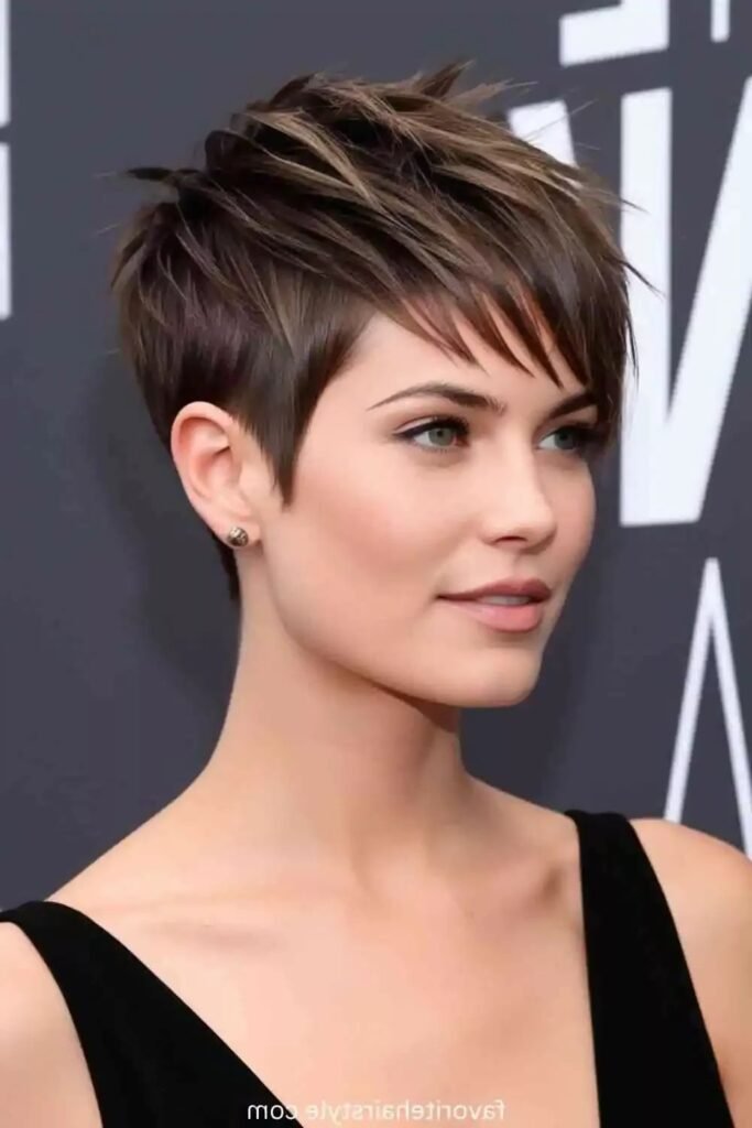 Short Brunette Pixie with Piecey Texture