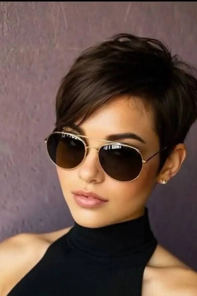 44. Short Pixie Cut with Side-Swept Bangs