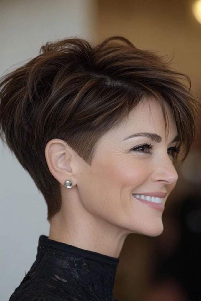 28. Short Tapered Pixie Cut With Sleek Crown