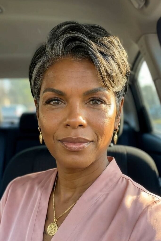 Short Tapered Pixie with Side-Swept Volume