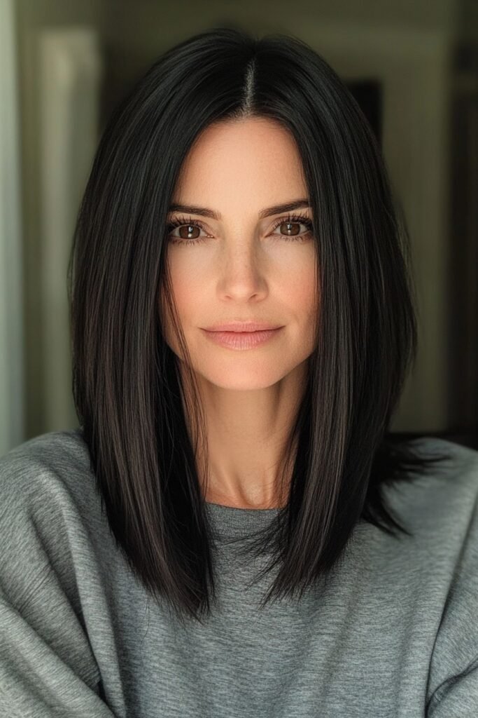 Sleek Center-Parted Straight Bob