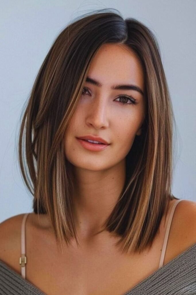 Sleek Mid-Length Bob with Side Part