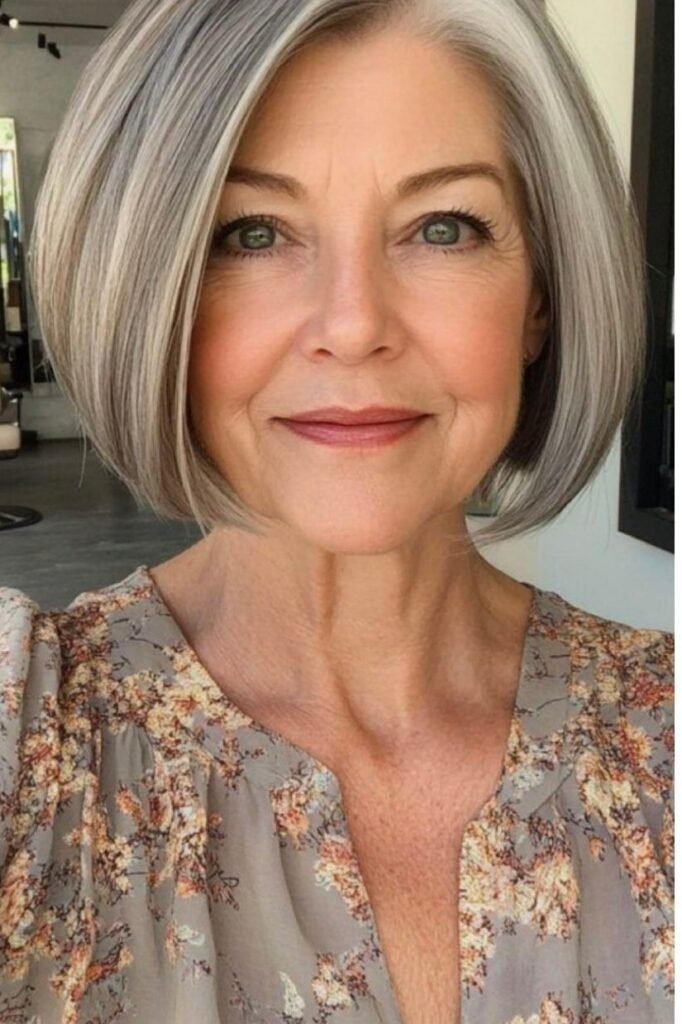 Sleek Rounded Bob with Middle Part
