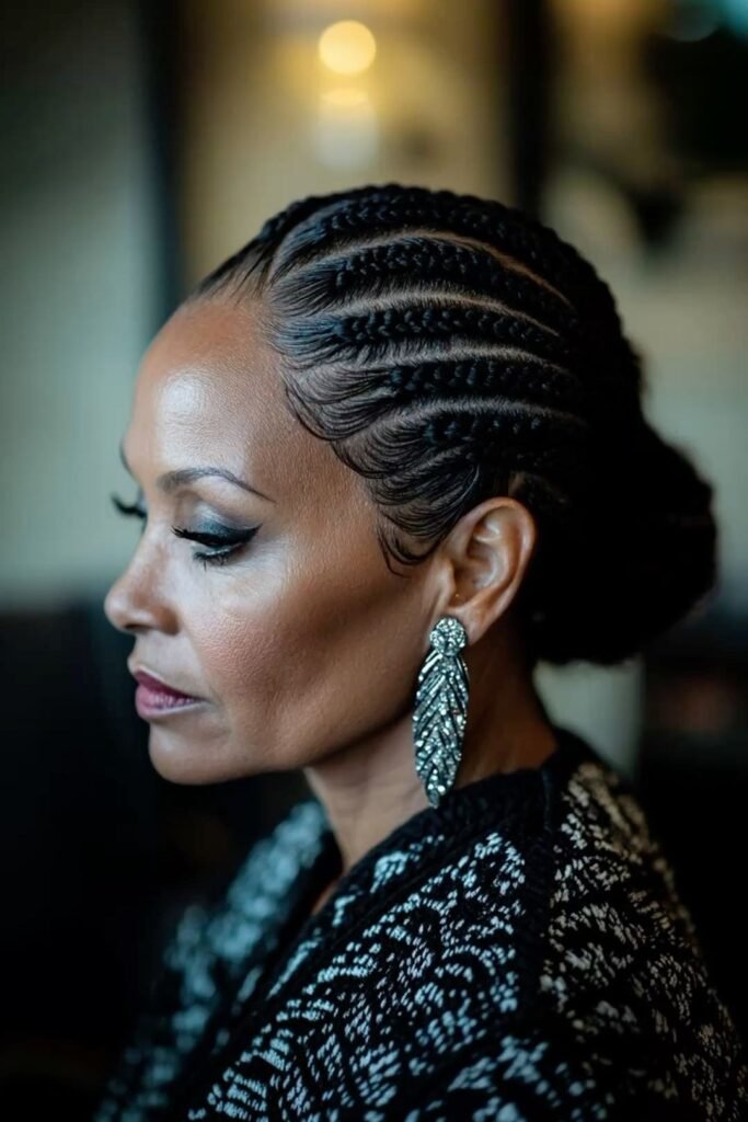 Slicked-Back Braided Updo