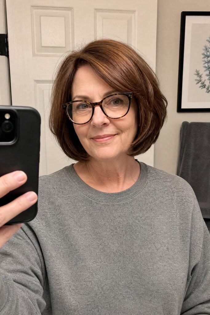 Smooth Classic Bob with Side Swept Bangs