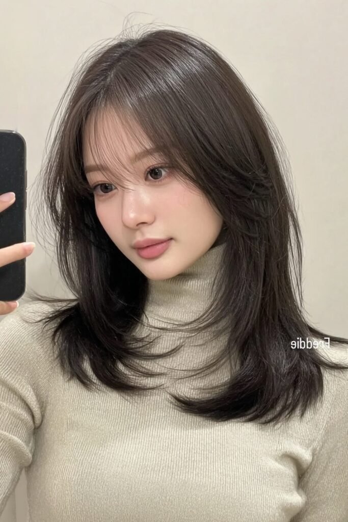 Soft Layered Cut with Wispy Curtain Bangs