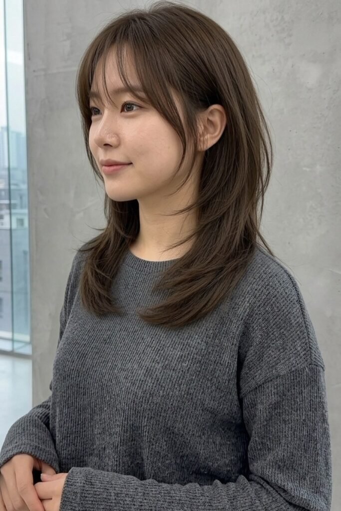 Soft Shoulder-Length Layers with Wispy Bangs