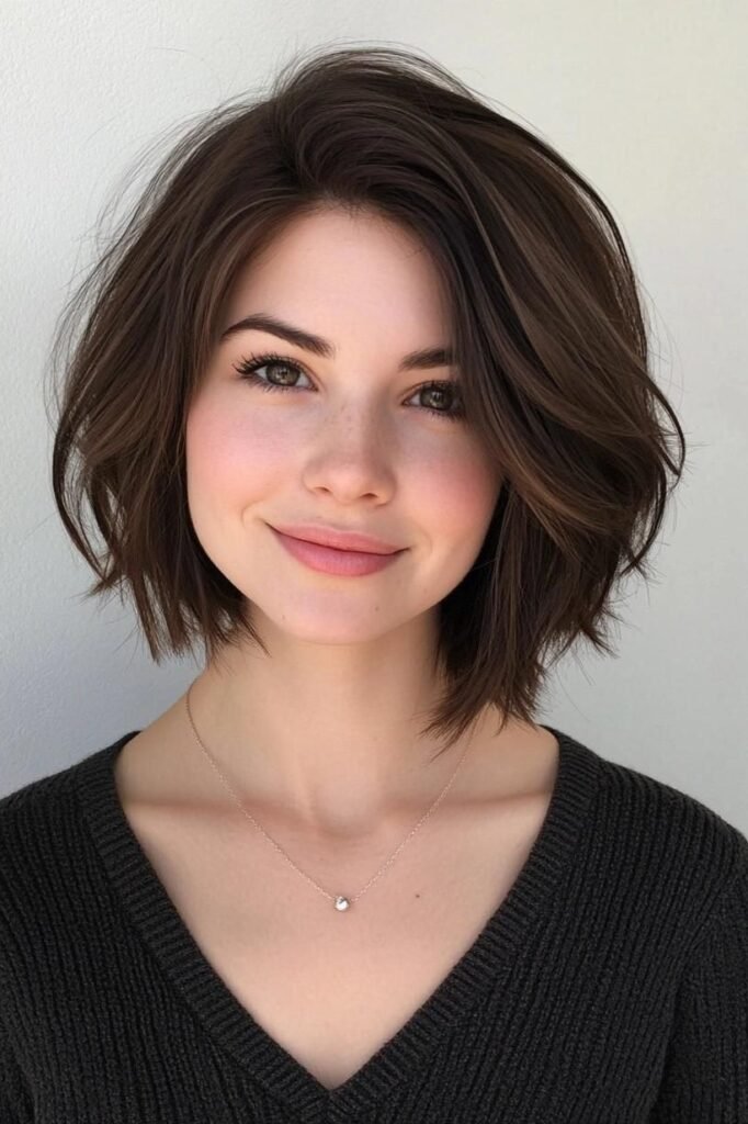 Soft Tousled Bob with Subtle Waves
