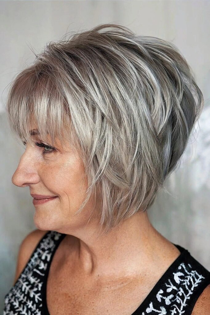 Textured Angled Bob with Layers