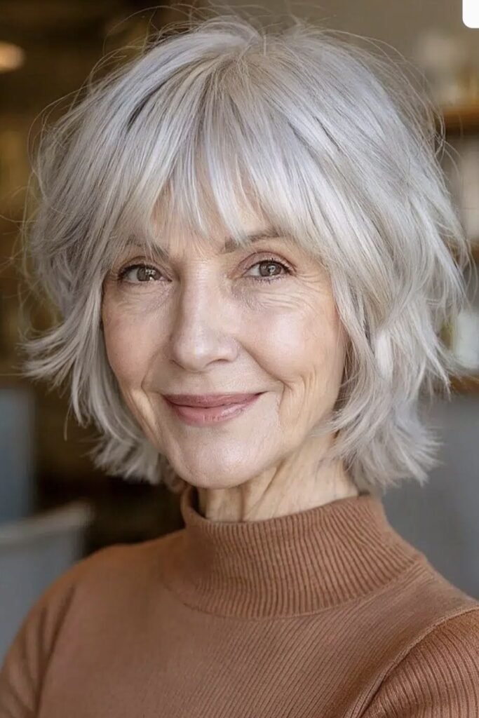 Textured Bob with Curtain Bangs