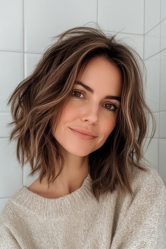 Textured Bob with Curtain Bangs
