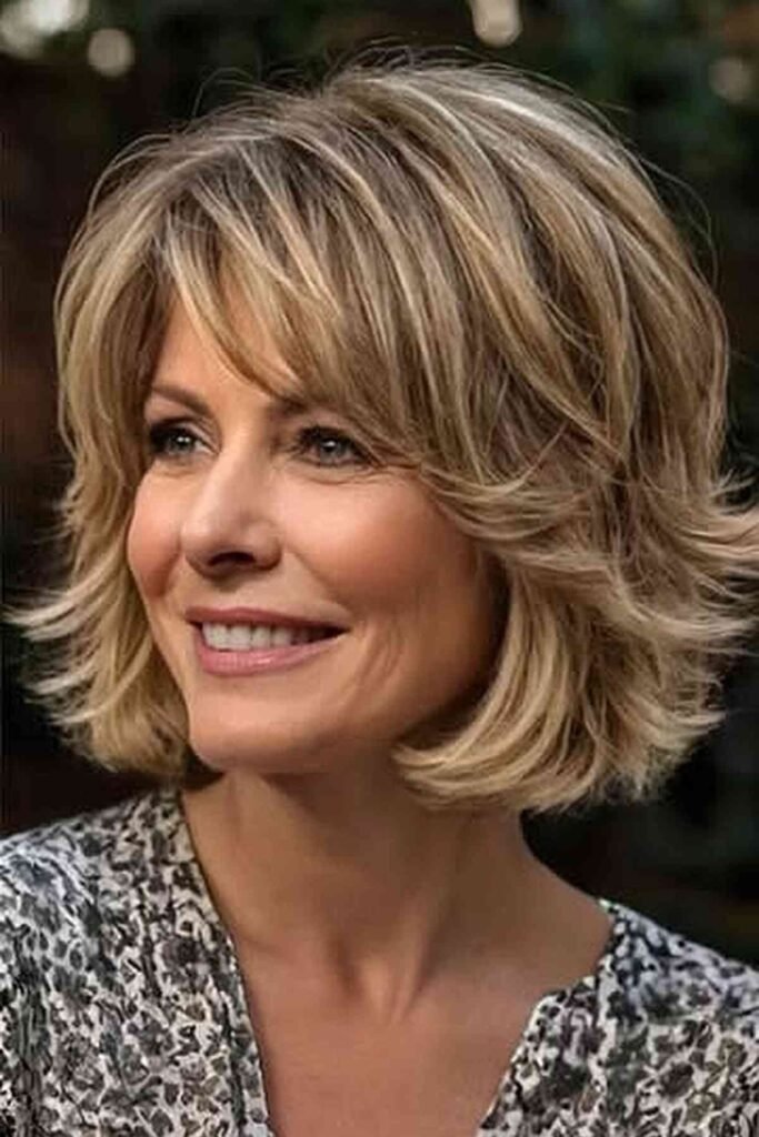 Textured Bob with Curtain Bangs