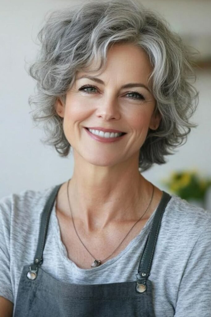 Textured Gray Bob with Soft Volume