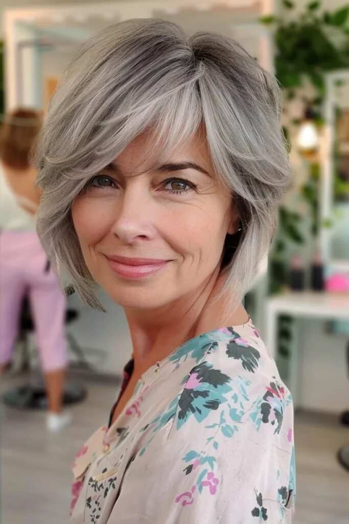 Textured Layered Bob with Soft Bangs
