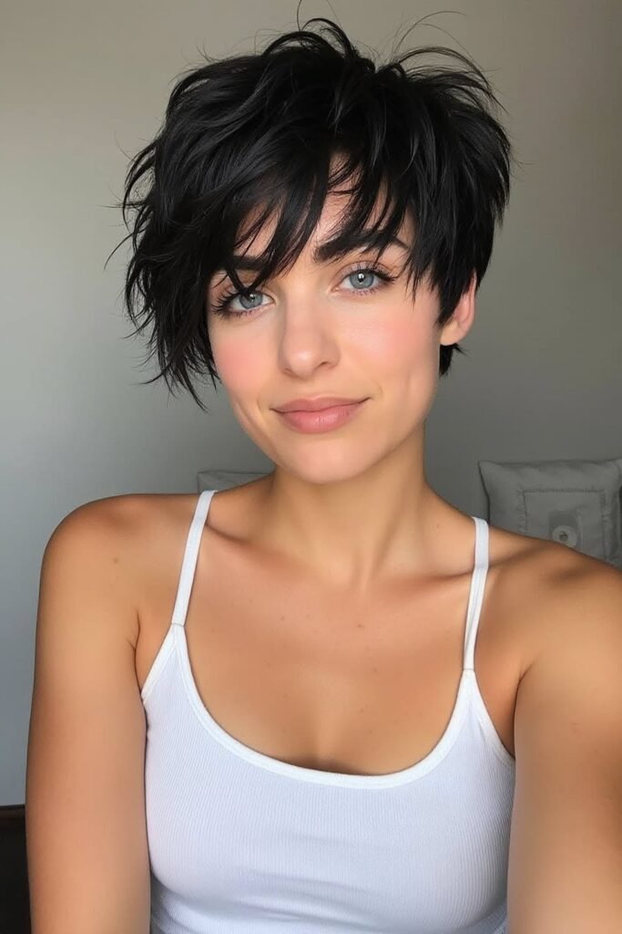Textured Pixie Cut with Side-Swept Bangs