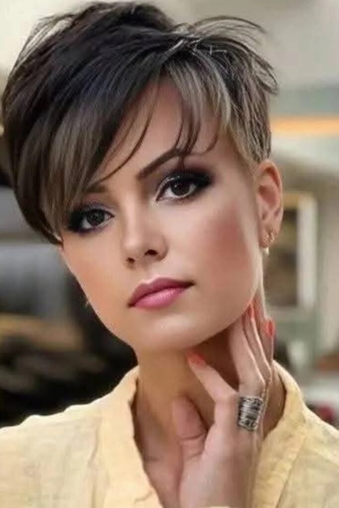 45. Textured Pixie with Soft Side Bangs