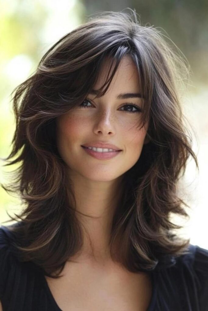 41. Textured Shag with Curtain Bangs