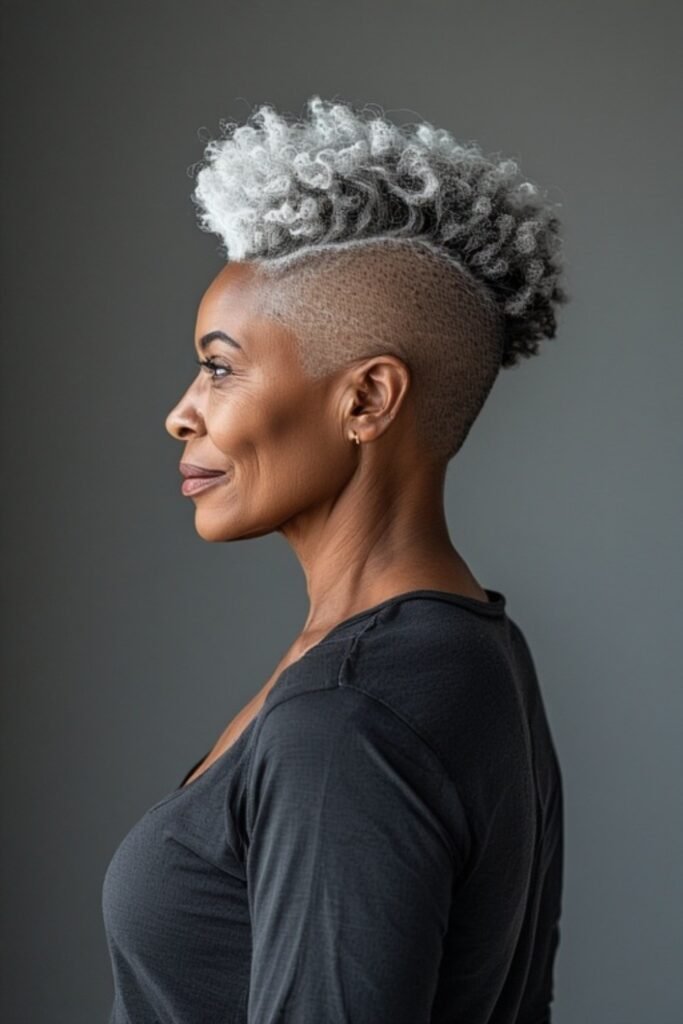 Textured Silver Mohawk with Tapered Sides