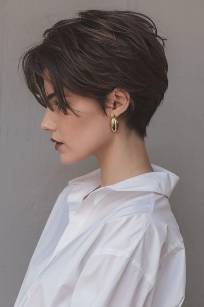 Tousled Brunette Pixie Shag