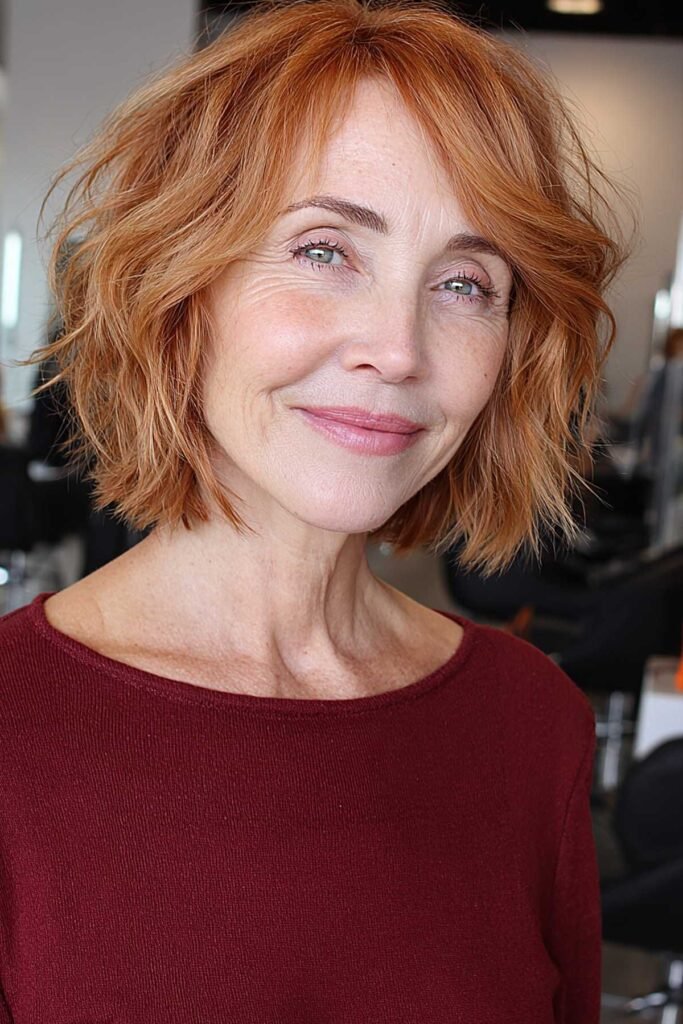 Tousled Copper Bob with Texture