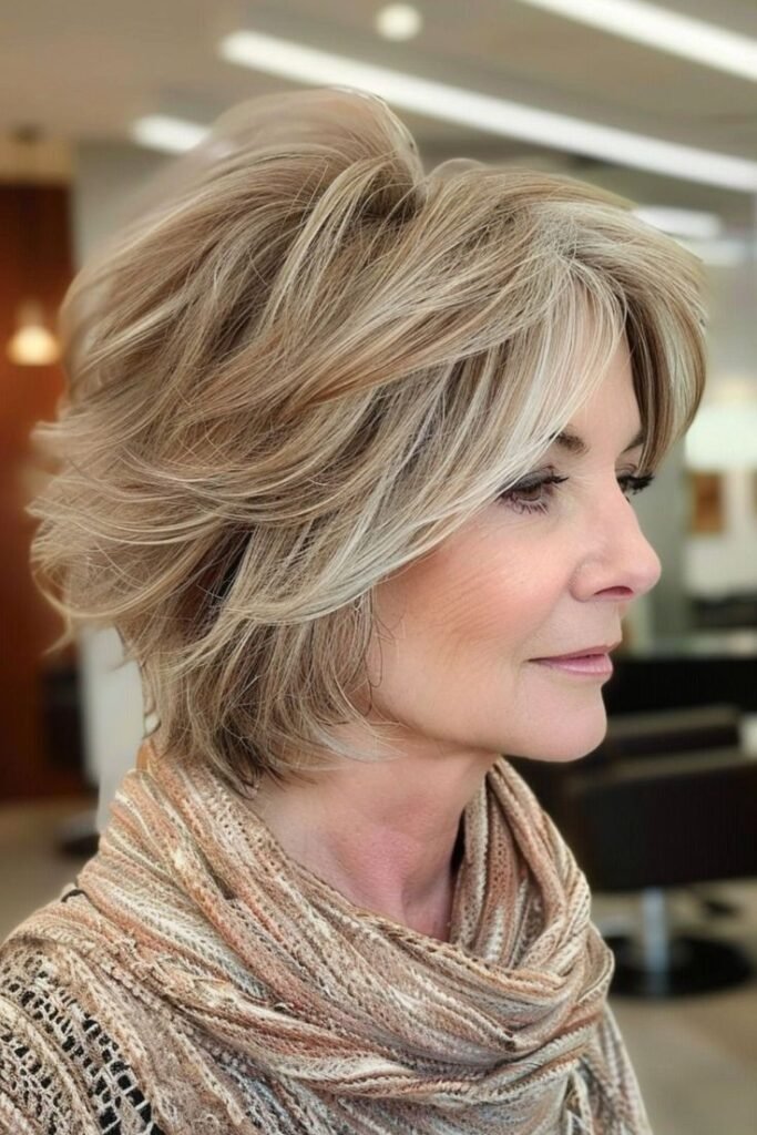 Tousled Layered Bob with Side-Swept Bangs