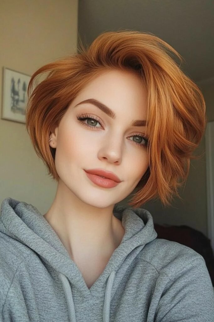 Voluminous Copper Textured Bob