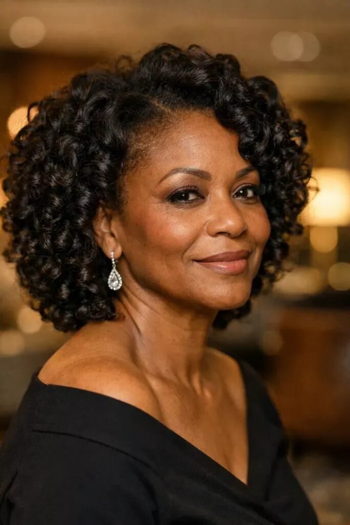 Voluminous Curly Shoulder-Length Cut