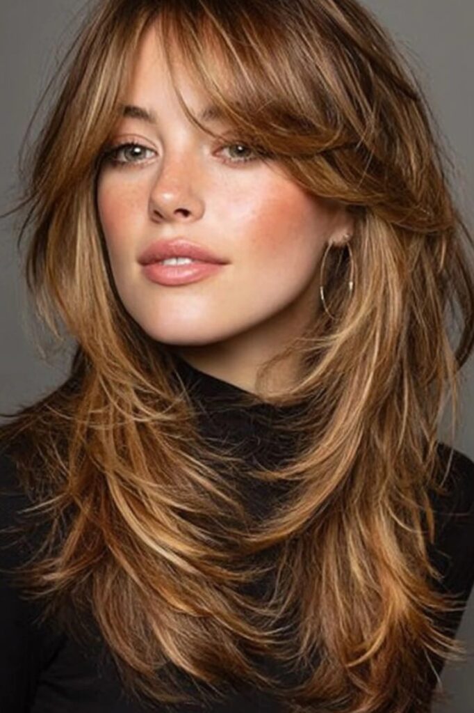 44. Voluminous Feathered Layers with Warm Highlights