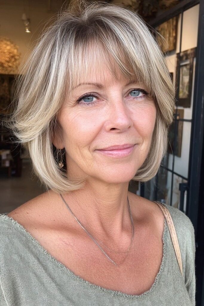 Voluminous Layered Bob with Wispy Bangs