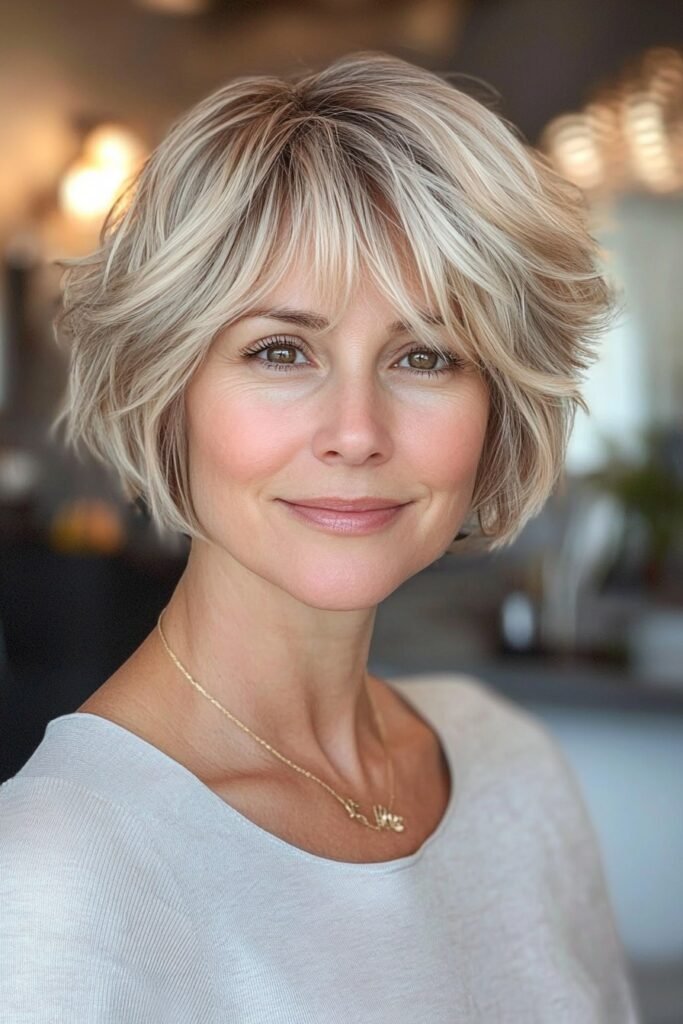 Voluminous Layered Bob with Wispy Bangs