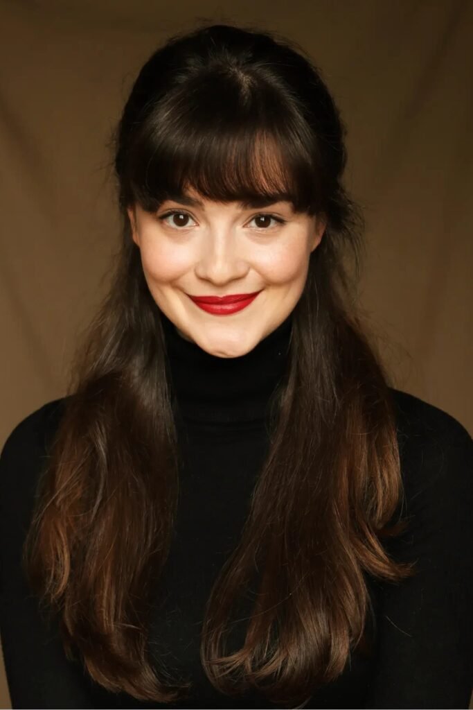Voluminous Layered Cut with Side-Swept Bangs