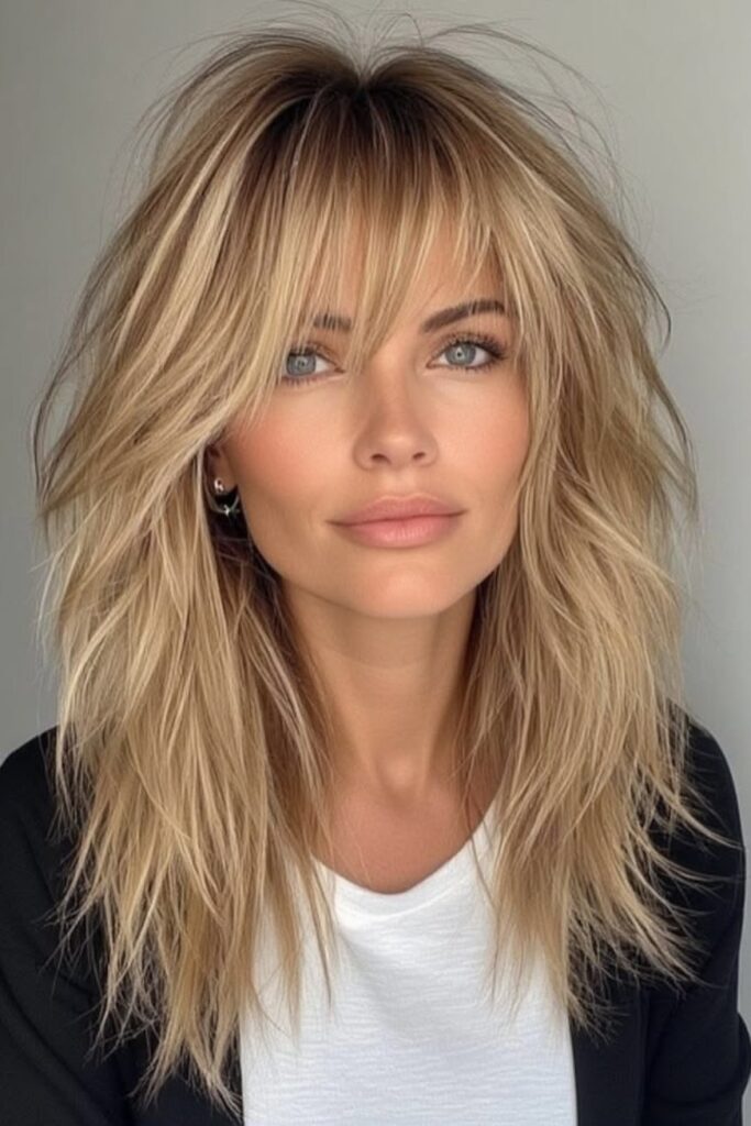32. Voluminous Layered Shag with Choppy Fringe