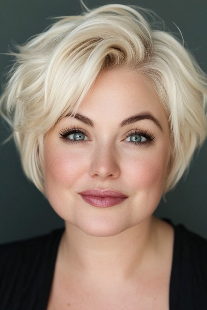 Voluminous Platinum Blonde Pixie Cut