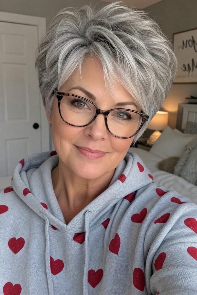 Voluminous Silver Pixie Cut