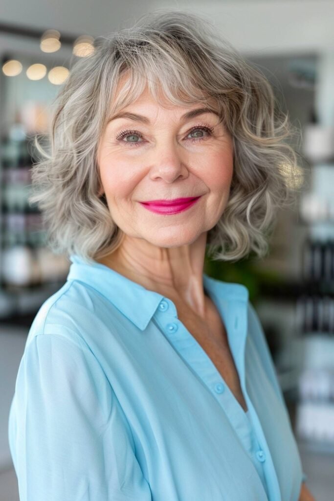 Wavy Layered Bob with Soft Bangs