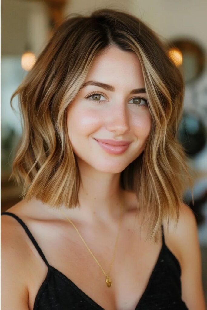 Wavy Shoulder-Length Hair with Layers