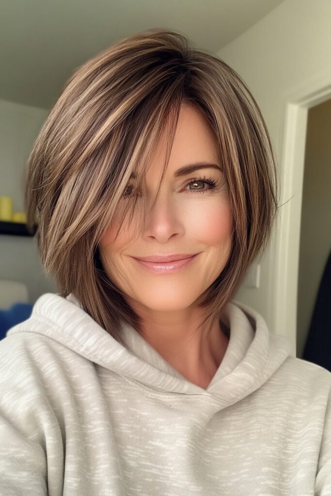 Wispy Layered Bob with Soft Highlights