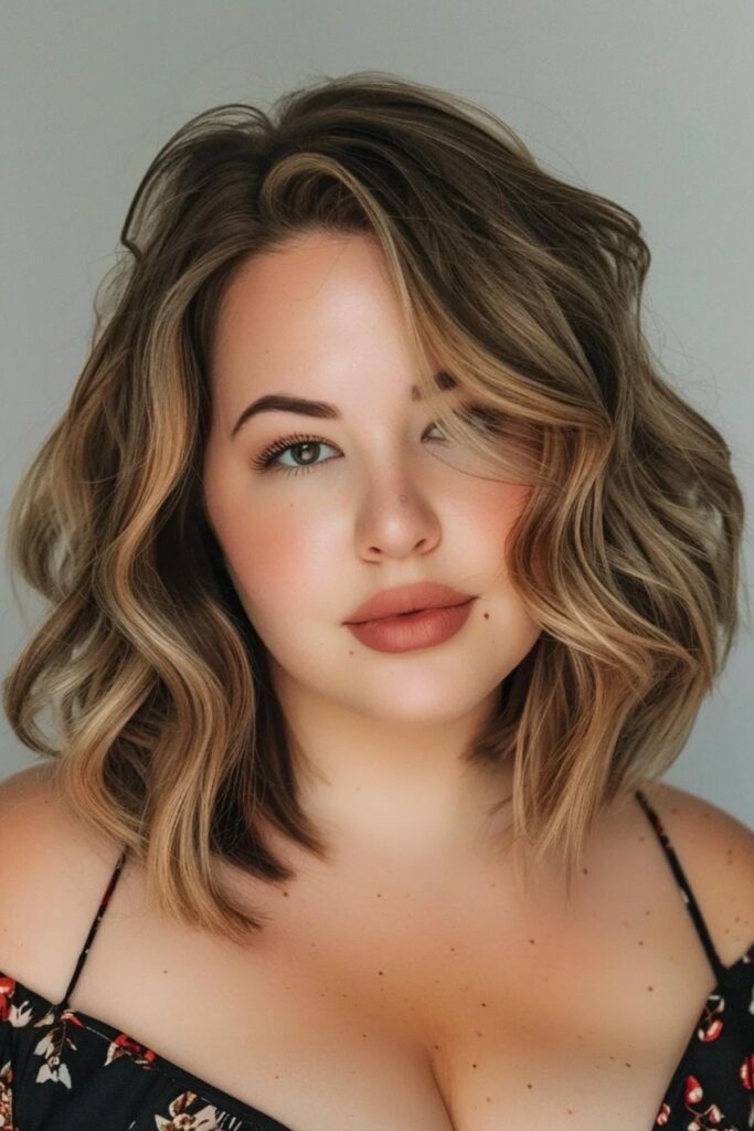 Blonde Balayage Wavy Bob with Side Part