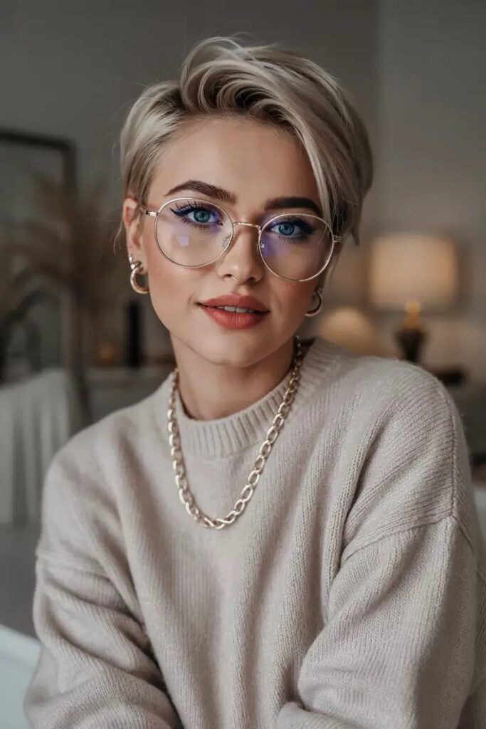 Brushed-Up Blonde Pixie with Textured Volume