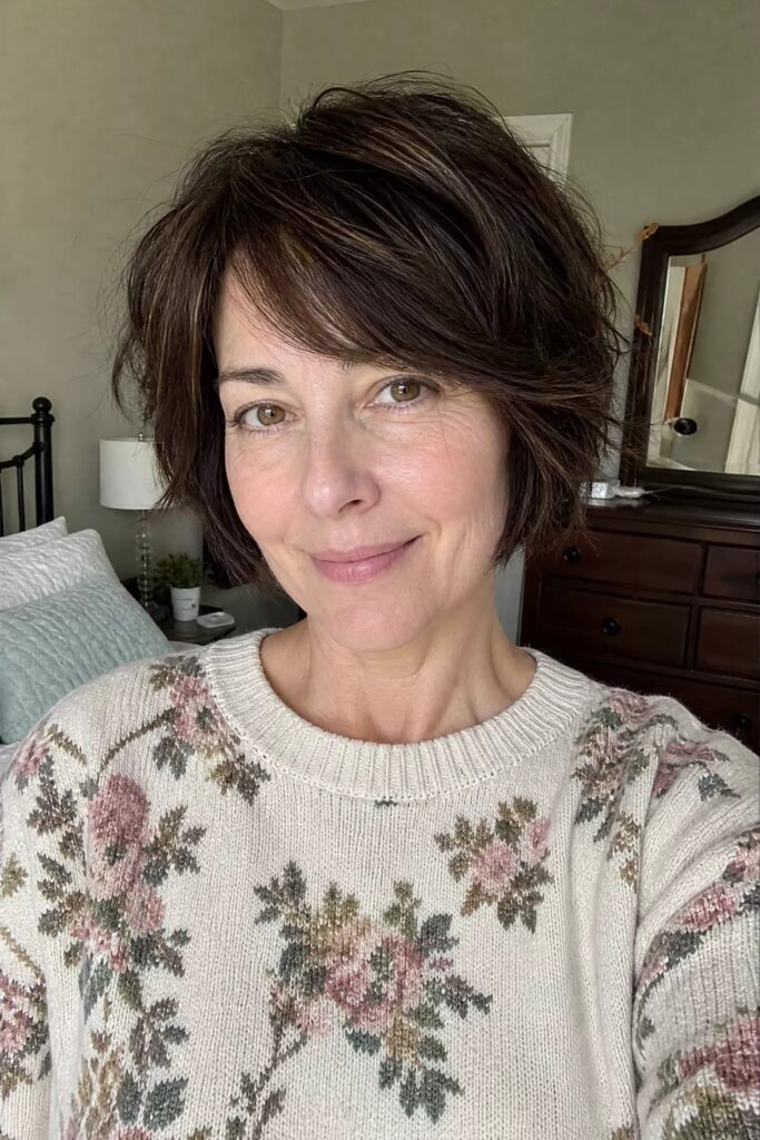 Casual Layered Short Bob with Side-Swept Bangs