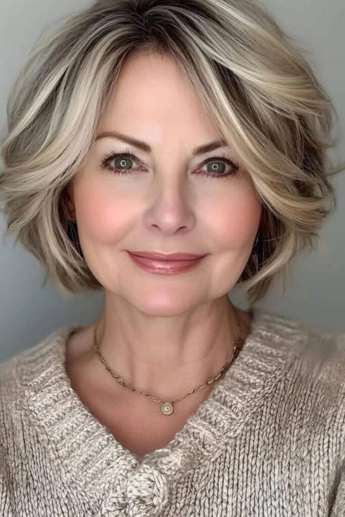 Channeled Layers Blonde Bob with Soft Waves