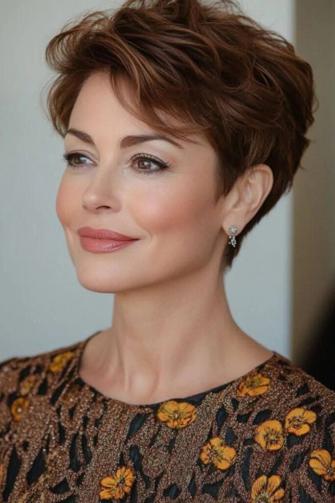 Chic Auburn Pixie Cut with Textured Top